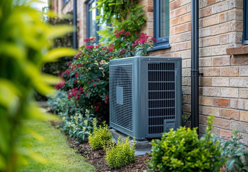 A heat pump installed outside of a Lancaster County, SC home.